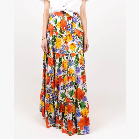 CARA CARA Nathali Floral Maxi Skirt - Egret Blossoms - Picture 2 of 8